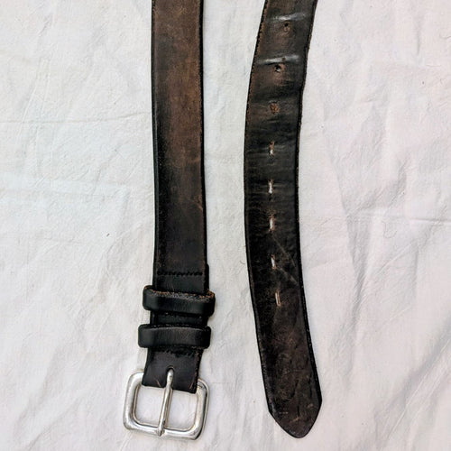 Vintage Full-Grain Horween Leather Belt – Handcrafted USA, Patina Brown, Size 34